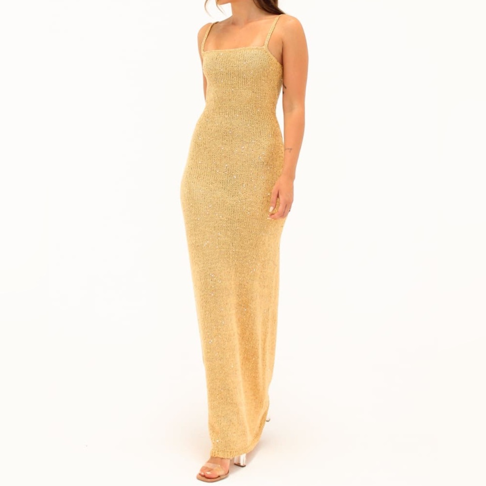 Rumored Palm Beach Gold Maxi Dress